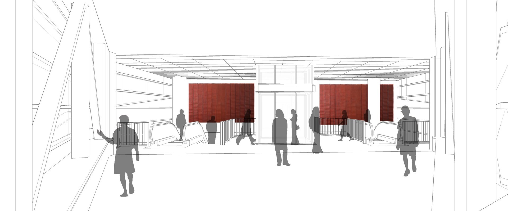 Artist Theaster Gates' conceptual rendering of america, america – the new public art planned for the south terminal building at the 95th Street Red Line station.