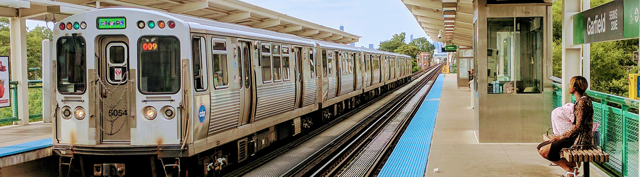 A Green Line train at Garfield