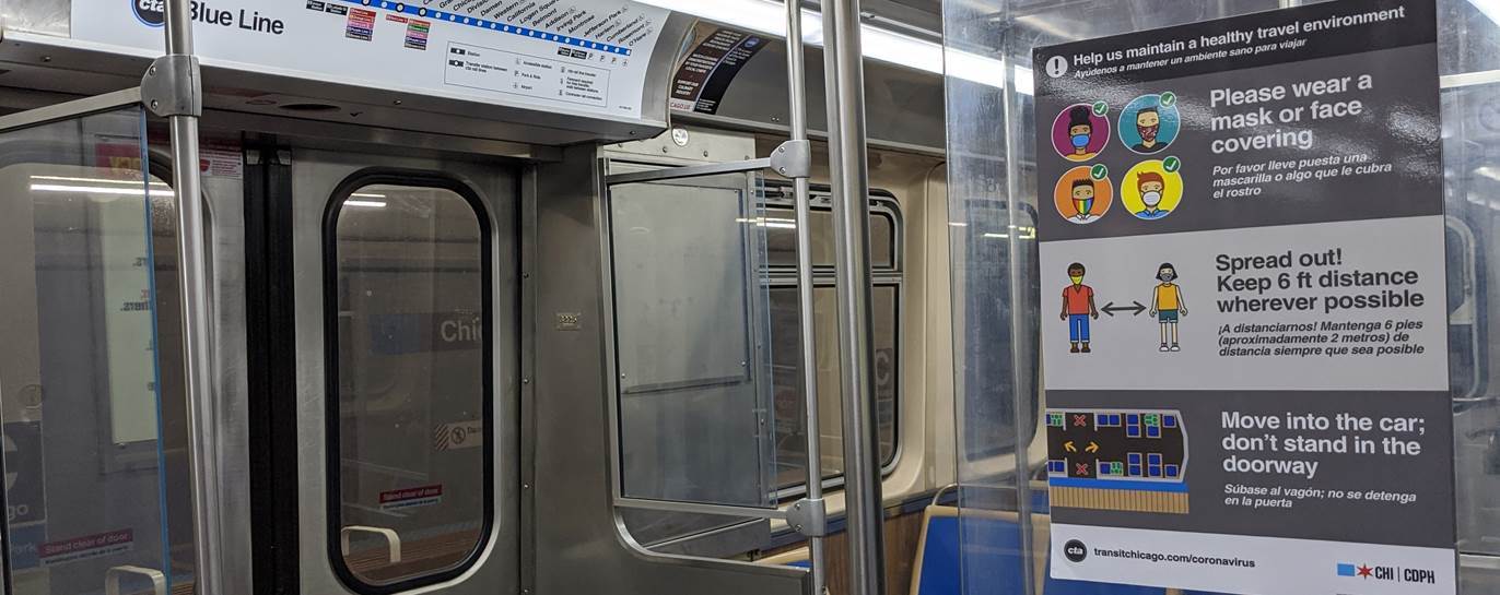 Poster inside rail car with essential travel tips