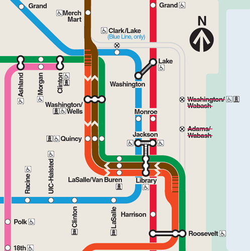 Map shows trains rerouted on the Loop Elevated