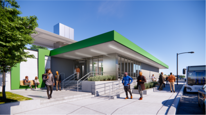 Rendering front of station for Austin Green Line