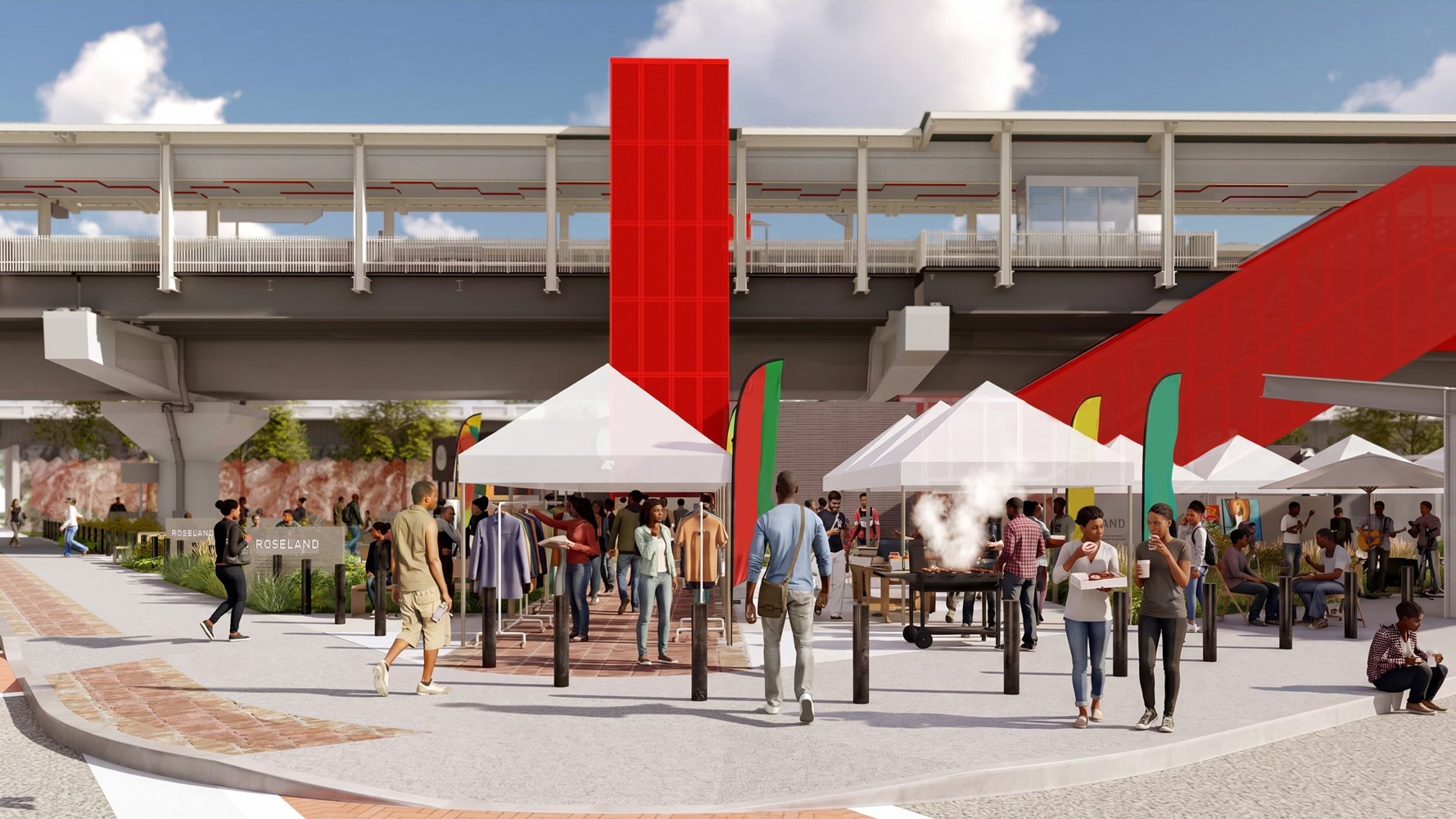 Plaza accommodating a community event