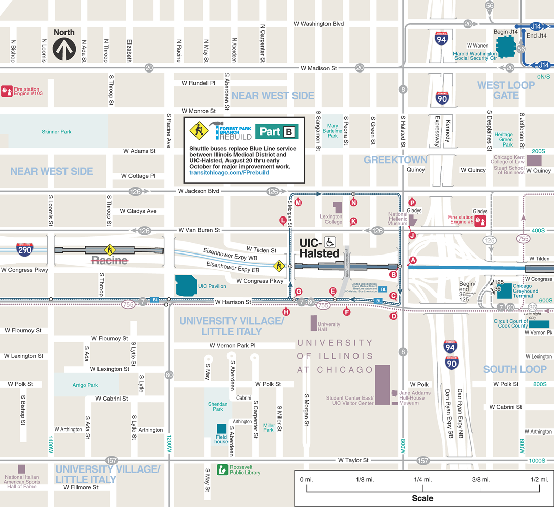 Map of the area around UIC-Halsted