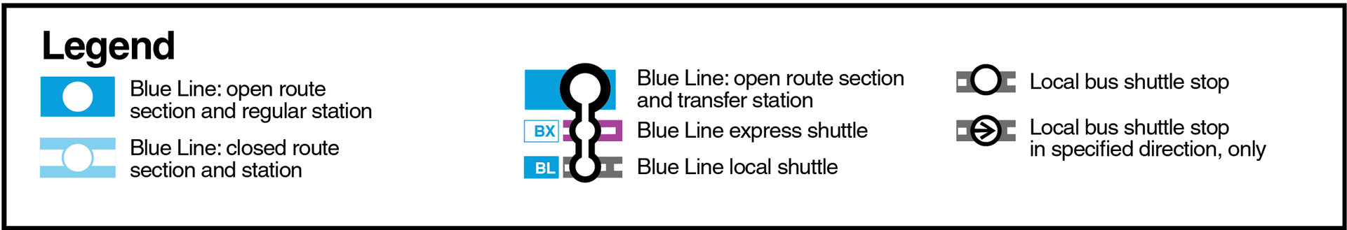 Legend for Part A shuttle bus route map.