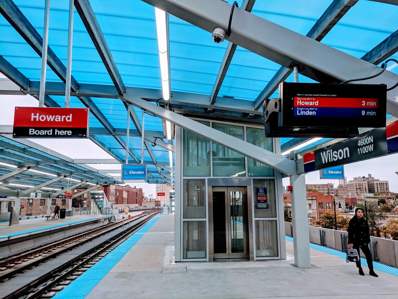 Platform elevator at the new Wilson Red/Purple Line transfer station