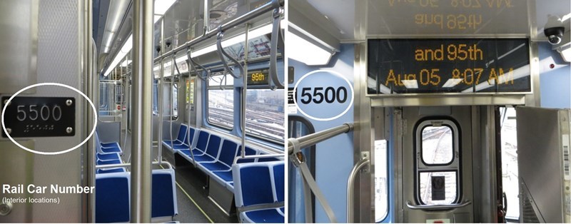 Rail Car Number (Interior locations)