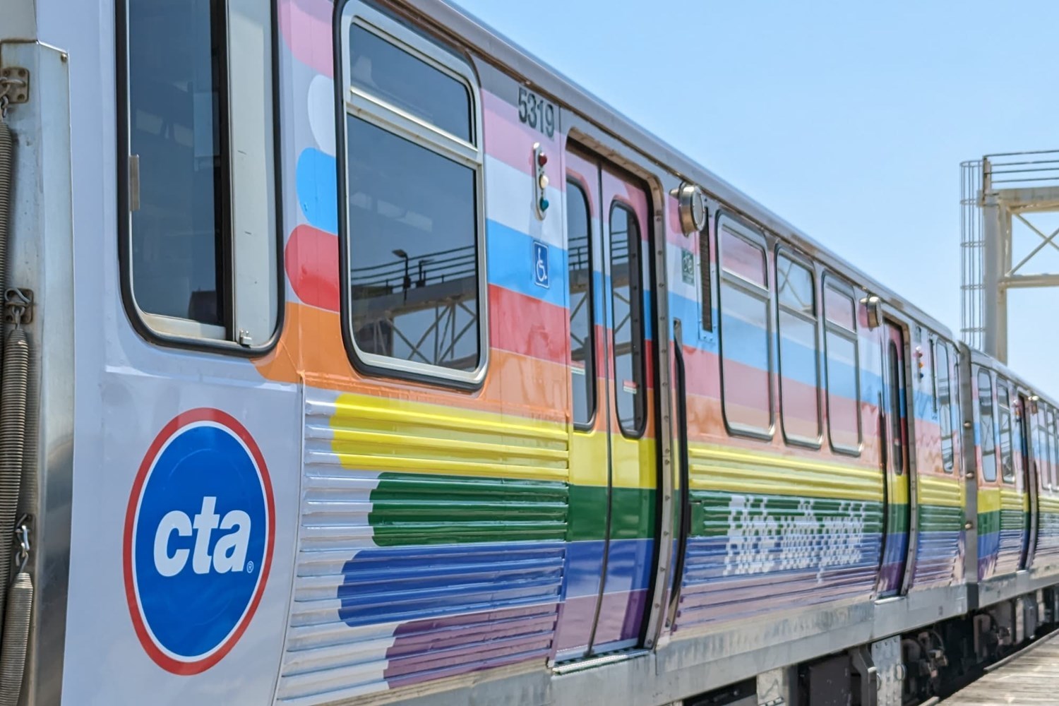Detail shot of colorful stripes the on pride train