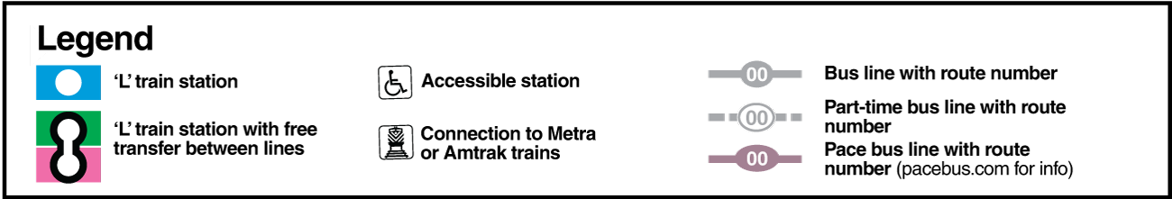 Legend for map showing alternate service during Blue Line line cut.