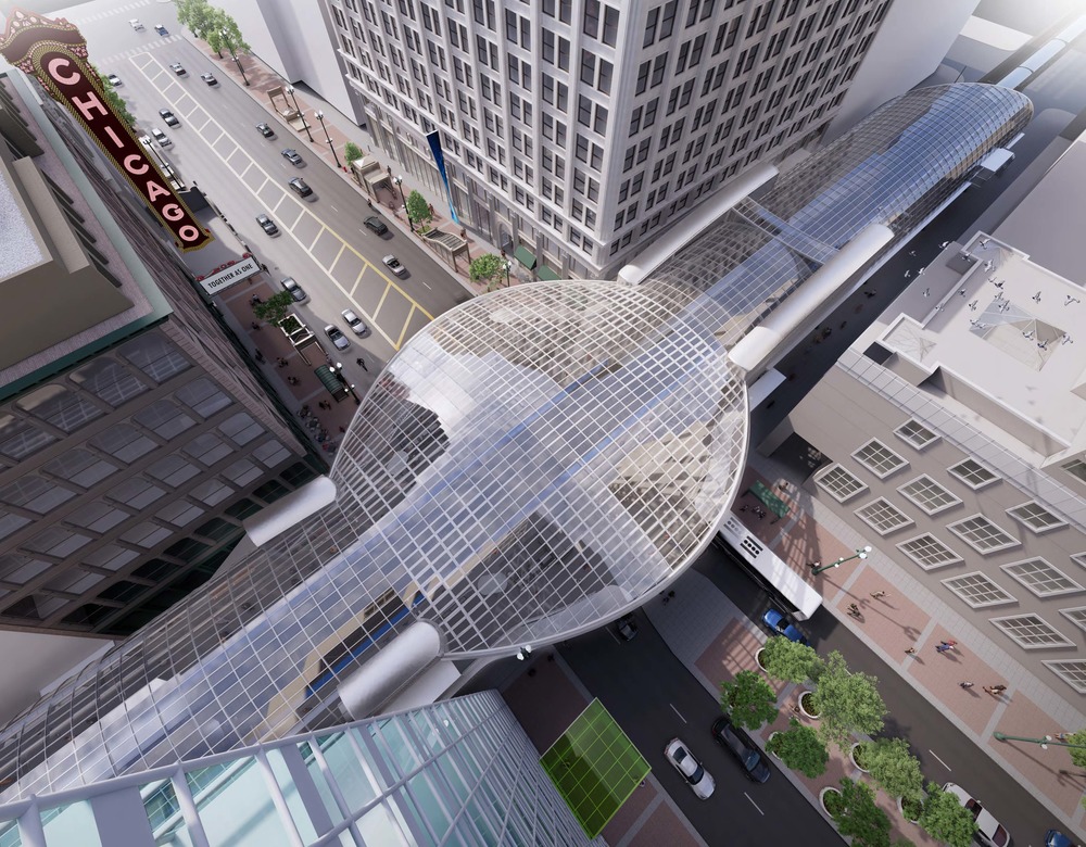 Rendering of the canopy of the new, accessible State/Lake station.