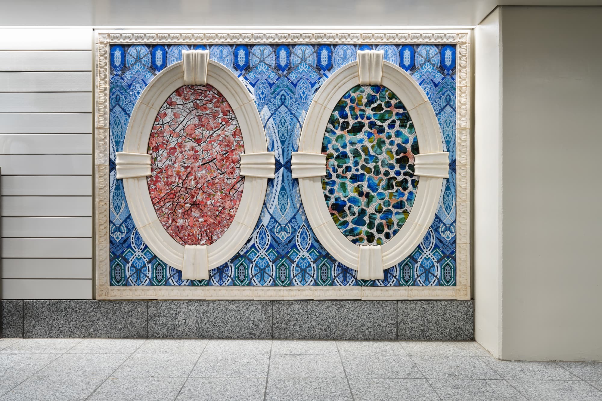 Artwork depicting two oval windows side by side.