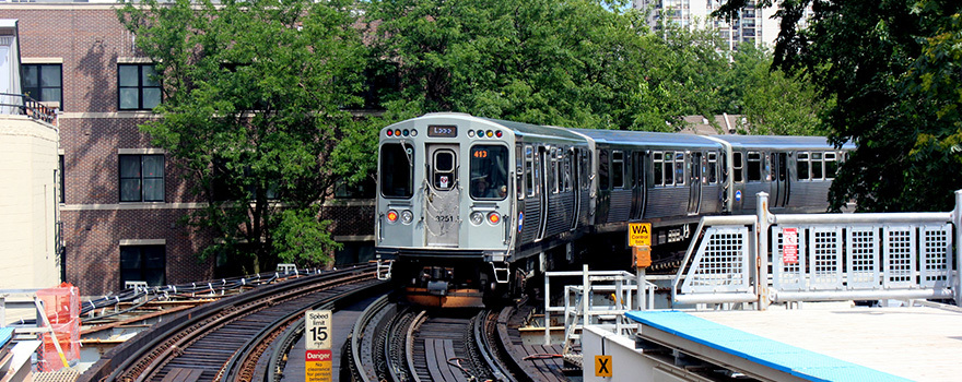 A train going around a curve