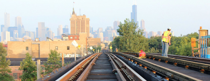 Newly laid track on the Milwaukee Elevated as part of Your New Blue program