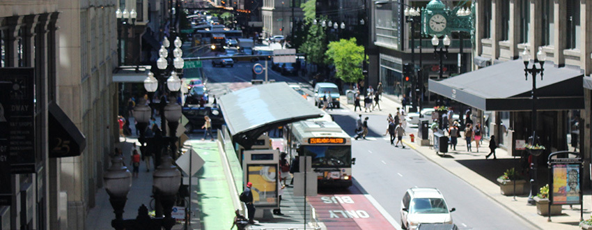 Bus at Loop Link station near Wabash