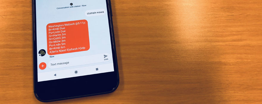 A phone that has received train arrivals by text