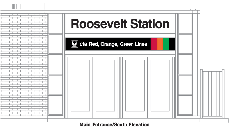 rendering of main station house new entry signage details