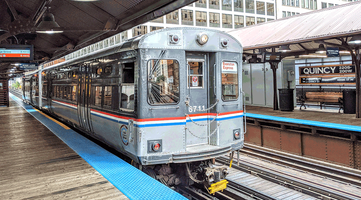 6000-series cars on a test trip at Quincy